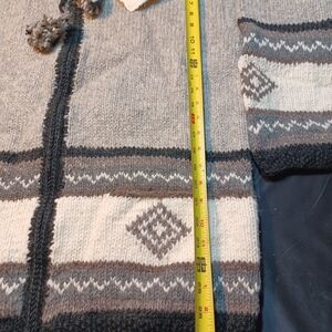 Handcrafted Wool Black and Gray Knit Zip Up Hoody Cardigan,made In NEPAL